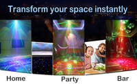 Schallaktivierter LED-Laser-Projektor mit Fernbedienung RGB DJ Disco Party Bühnenbeleuchtung