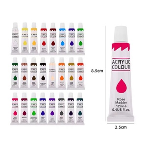 Mini Kit de Peinture Acrylique en Gros pour Enfants et <span class=keywords><strong>Adultes</strong></span> – 12 Couleurs Lavables Non Toxiques, <span class=keywords><strong>Bandes</strong></span> de Peinture avec Palette et Pinceaux, Tubes de 12 ml - Product Image 4