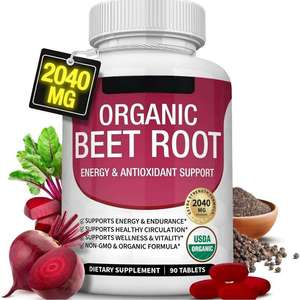 Tabletas y Cápsulas de Remolacha Orgánica que Mejoran la Densidad Ósea, Antioxidantes y Potenciadores del Óxido Nítrico - Product Image 1