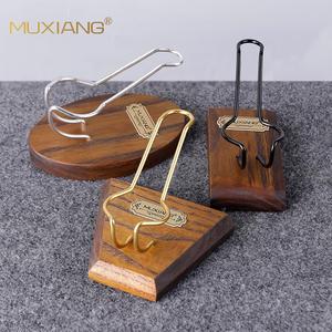 Muxiang <b>Pipe</b> Rack Wooden Base Metal <b>Stand</b> For Smoking <b>Pipe</b> Display - Product Image 2