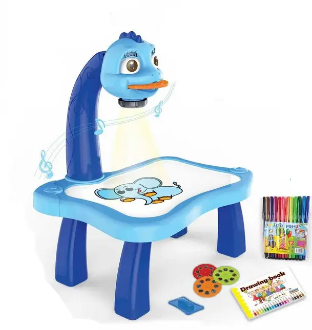 Tablero de dibujo de dinosaurio multifunción para niños, mesa de proyección de aprendizaje, pintura de proyección inteligente