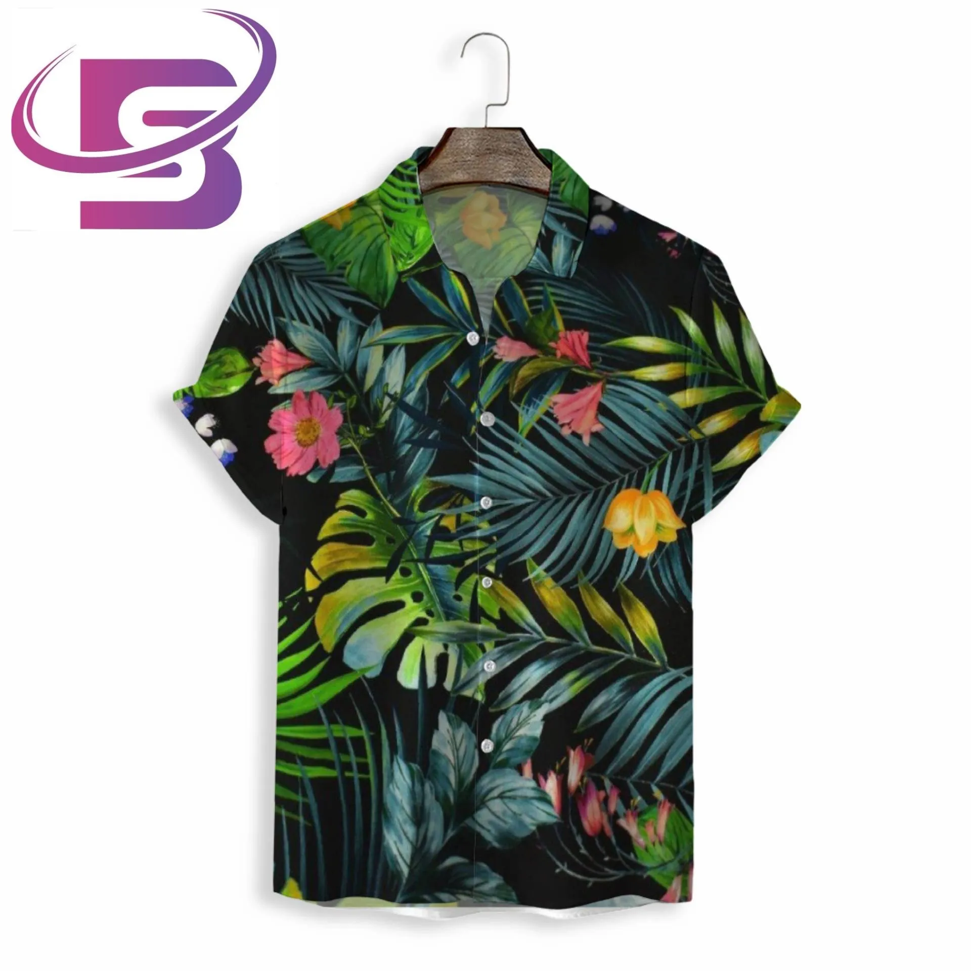 2023 trend casual summer wear custom pattern Digital Print Button Up Short Sleeve Men's Beach Aloha Hawaiian Shirt