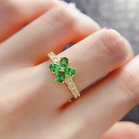 Factory Wholesale 925 Sterling Silver Natural Tasvorite 18k Gold Plated Fine Jewelry Women Engagement Ring for Daily Commuting