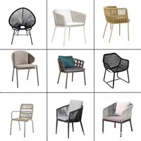 Chaise de salle à manger d'extérieur en corde, résistante aux intempéries, avec structure en aluminium, pour hôtel, complexe hôtelier, restaurant, terrasse, jardin, espace repas