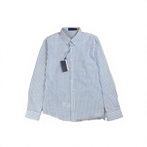 Camisa Larga Casual de Algodón con Bordado a Rayas Estilo Inglés de Primavera, Exclusiva para Comercio Exterior Exve - Product Image 2