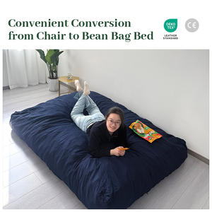 Fauteuil géant en forme de pouf, convertible, avec rembourrage en mousse, housse en microfibre lavable, taille Queen, pour chambre à coucher, dortoir - Product Image 4