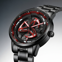 Montre à quartz rotative créative Shanghai, style sport unisexe, en acier inoxydable noir, de luxe, étanche, pour couple, idéale pour le dropshipping