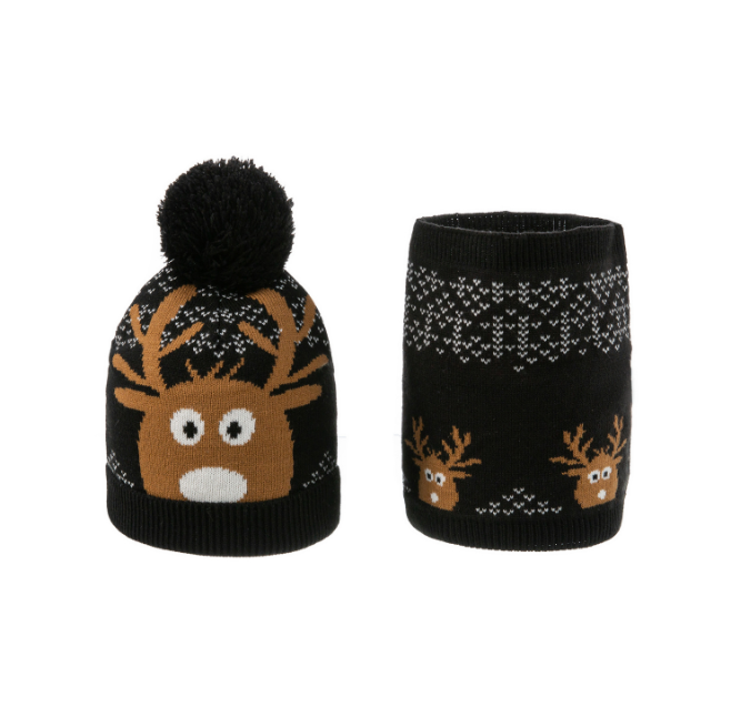 Детский Зимний вязаный теплый комплект из шапки и шарфа для мальчиков и девочек