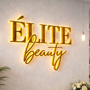 Letrero LED 3D Personalizado de Lujo para Negocios, <span class=keywords><strong>Letras</strong></span> Iluminadas de Acero Inoxidable Dorado para Marca de Pared Interior - Product Image 5