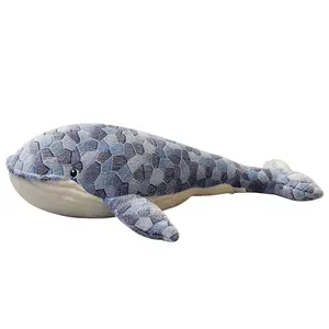 Brinquedo de pelúcia de baleia azul kawai de 23 cm para bebês, novidade de 2024