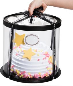 Contenedores Redondos y Cuadrados Transparentes de Plástico PET para Pasteles Navideños, Cajas de Plástico para Panadería y Cumpleaños - Product Image 4