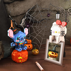 2165 Mini Puzzle di Halloween luce magica magica Bar casa paglia uomo nero gatto divertente interessante blocchi di costruzione per i bambini di plastica - Product Image 3