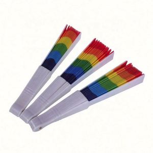 พัดพับสีรุ้งลดราคา พัดพลาสติก พัดสีรุ้งสำหรับงานไจแอลไพรด์ พัดไม้ไผ่พับได้ - Product Image 5