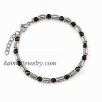 Bracelet en pierre hématite bleue pour hommes, perles d'espacement, taille personnalisée, offre spéciale,