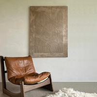 Peinture à l'huile abstraite géométrique 3D à lignes verticales, en plâtre, à impasto épais, 4 couleurs, style Wabi Sabi, Art déco minimaliste, Art mural