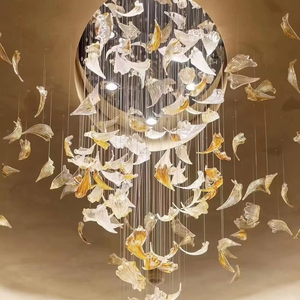 Design moderne professionnel or éclairage lustre pendentif hauteur réglable verre hôtel salle à manger lampe érable <span class=keywords><strong>chou</strong></span> forme - Product Image 1