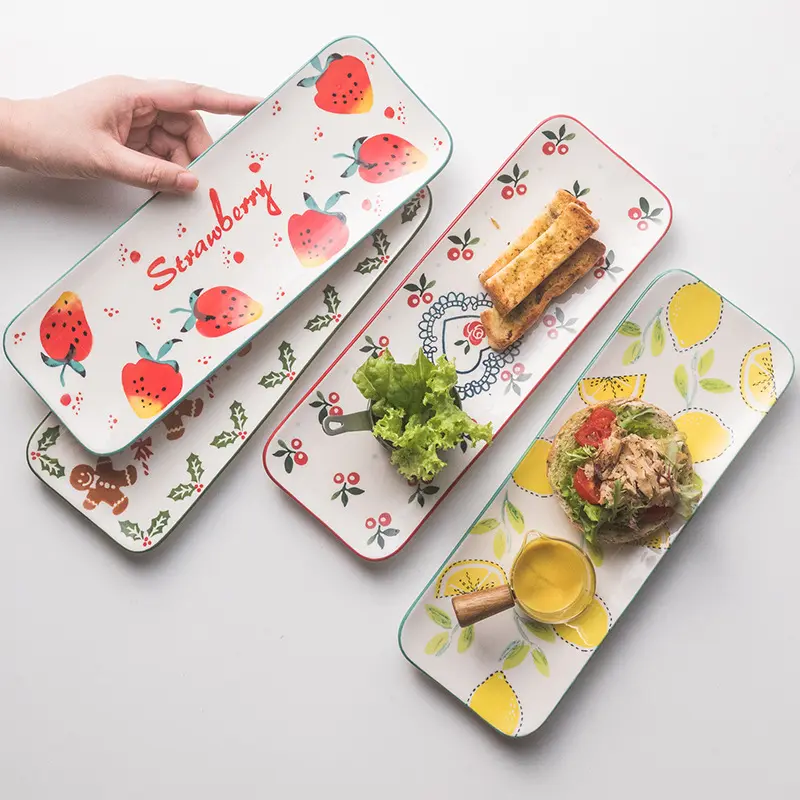 Servieren Sie Mini Dessert White Porzellan Japanisches Gericht unter Glasur Sushi Platte Rechteckige Keramik platte