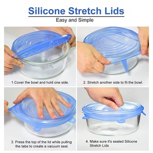 Food Grade Stretchable Silicone Fresh Keeping Cover 6 Pieces Reusable Elastic Seal Lid For Bowls Fruits Vegetables Food Storage - Product Image 2