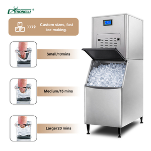 آلة صنع مكعبات الثلج الصالحة للأكل ذات السعة الكبيرة للاستخدام التجاري، ماكينة كهربائية أوتوماتيكية لصنع مكعبات الثلج الشفافة للمقاهي - Product Image 1