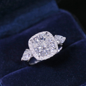 Anillo de Diamantes de Lujo con Diamantes de Corte Cojín de 5 Quilates, Anillo Abierto con Diamantes de Princesa, Estilo Celebridad de Internet - Product Image 2