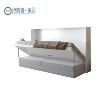 Lit Mural Horizontal Offres Spéciales Personnalisé Queen Size Gris Lit Mural Mécanisme Avec Canapé Lit Mural Horizontal