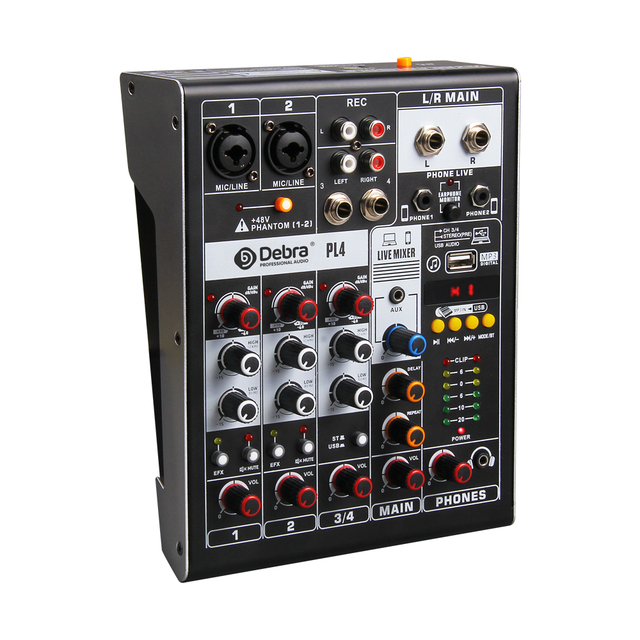 PL4 Professional 4-Channel DJ Audio Interface Console Audio Mixer Mix Controller for Sound Cards & Mixers