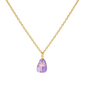 Collier ras du cou en acier inoxydable et <span class=keywords><strong>pierre</strong></span> naturelle, élégant et minimaliste, pour femme - Product Image 2