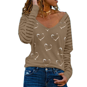 <span class=keywords><strong>Ropa</strong></span> de <span class=keywords><strong>mujer</strong></span> de talla grande lista para enviar, nueva colección otoño/invierno, para <span class=keywords><strong>Wish</strong></span>, superventas, con cuello en V y estampado de corazones - Product Image 4