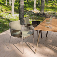 Ensemble de table de chaise de salle à manger en aluminium avec accoudoir chaises de corde de salle à manger en plein air patio
