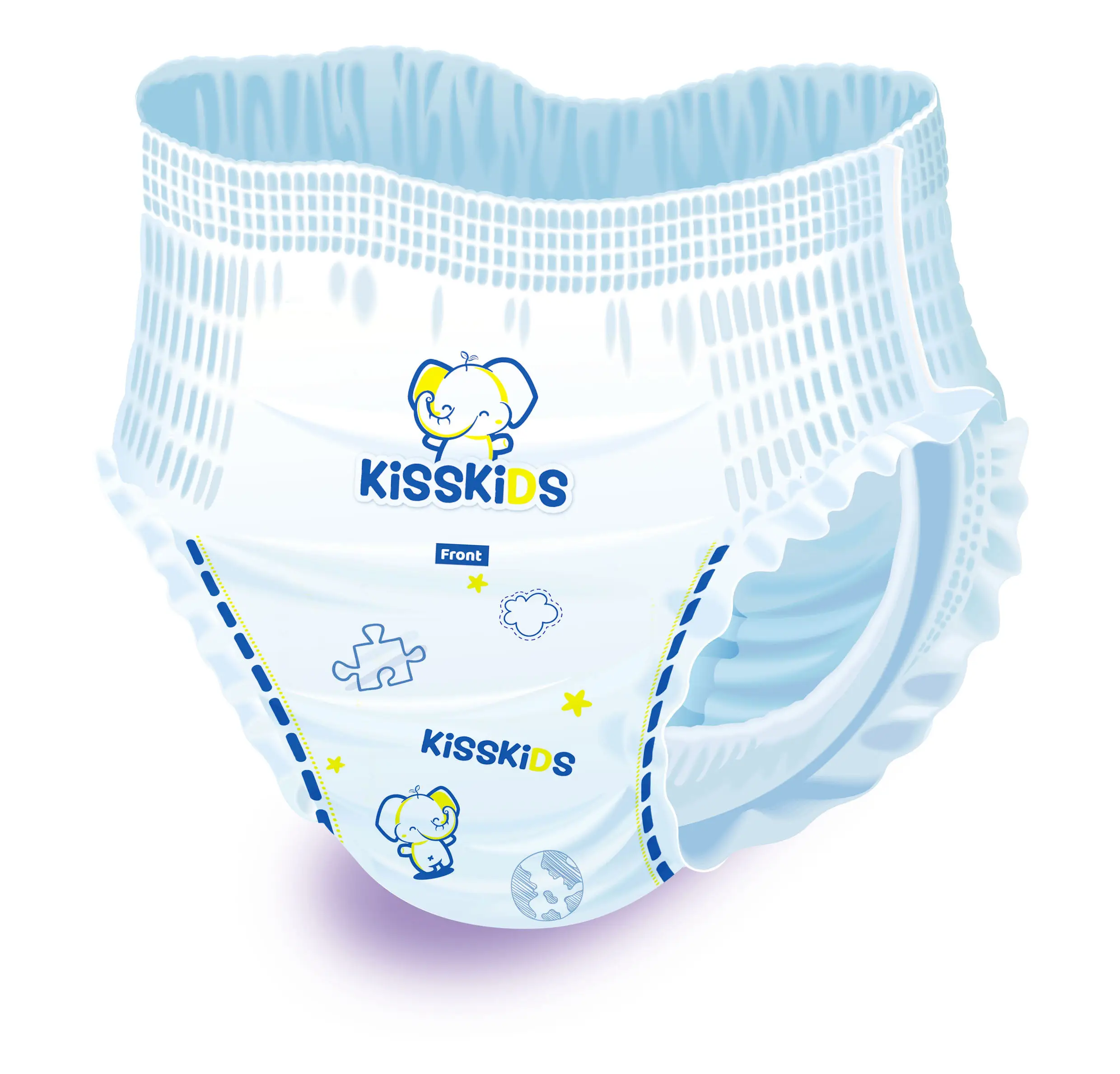 Kisskids Harian Tertutup Organik Bayi Baru Lahir Sekali Pakai Celana Latihan Bayi Ultra-tipis Gaya Popok Sedang