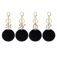 Porte-clés boule de fourrure personnalisé 26 lettres anglaises Nouveau design de porte-clés boule de fourrure de lapin Rex artificiel Porte-clés sac pendentif lettre en peluche