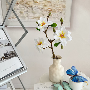 Fábrica de Flores Meiyu, Flor Artificial de Magnolia de 3 Cabezas, Color Rosa, para Decoración del Hogar, Bodas y Accesorios de Fotografía - Product Image 2