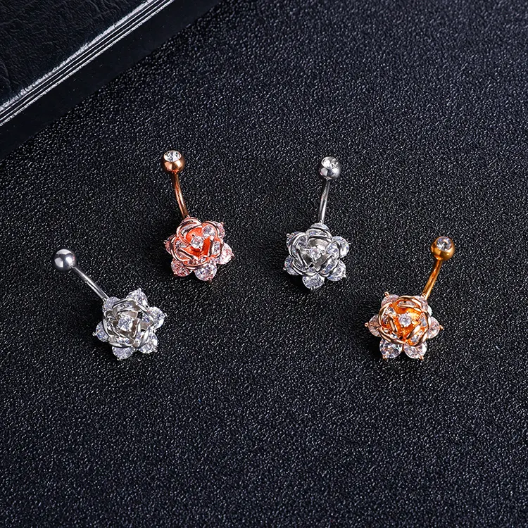 Rose Buik Piercing Ring Bloemvorm Navelpiercing Navel Piercing Sieraden Navel Ring Navel