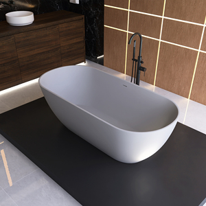 Bañera ovalada de superficie sólida independiente moderna Maydon, elegante bañera de baño para baño, diseño de piedra artificial, categoría de producto - Product Image 3