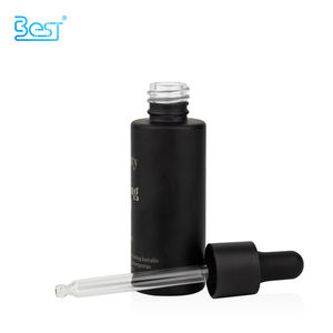 Botella de suero de vidrio cosmético vacío 1oz 30ml 50ml 60ml 80ml 100mL 120ml Botellas cuentagotas de aceite de <span class=keywords><strong>CBD</strong></span> de vidrio negro mate plano al por mayor - Product Image 3