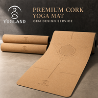 Tapis de yoga en liège durable Yugaland ESG avec logo personnalisé, antidérapant, en caoutchouc naturel, pour le bien-être, vente en gros, directement de l'usine