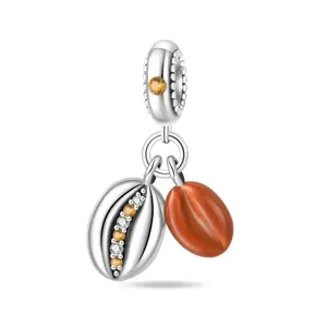 Pulsera de cuentas con colgante de pingüino de moda, estrella, flor de circonita y sombrero de calabaza de aleación plateada, collar de muñeco de nieve navideño, joyería DIY para mujer - Product Image 2