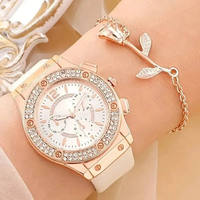 Jam Tangan NYY Set Jam Tangan Kuarsa Wanita Berlian Imitasi Mewah Modis Elegan untuk Anak Perempuan Jam Wanita Relogio Feminino