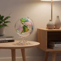 Wellfun Néon Globe Terre Carte Bureau Stéréoscopique Valise Enfants Nouveauté Cadeaux Décor Globe Terre Décoratif Photo Cadre Globe