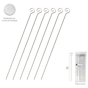 Grands brochettes en acier inoxydable 40 cm (lot de 6 unités sous blister) Saturnia - Product Image 1