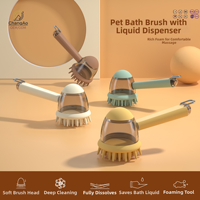 Brosse de massage portable en silicone pour animaux de compagnie 200 ml – Distributeur de shampoing doux – Outil de bain moderne pour chiens et chats – Utilisation en salle de bain