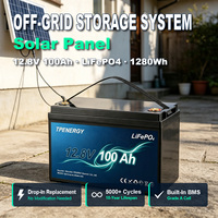 Batería LFP TPENERGY de 12.8V 100Ah, Sistema de Almacenamiento de Energía Solar Fuera de la Red, Ligera, Larga Vida Útil, Grado A