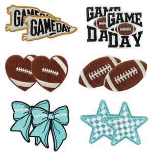 12 Pièces de Patchs en Tissu Sergé Brodés 3D Football, Motifs Nœud et Étoile pour Jour de Match, à Thermocoller pour Chapeaux et Vêtements de Sport DIY - Product Image 2