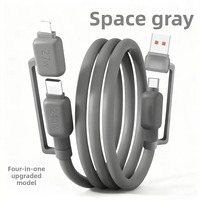 Câble de données USB 4-en-1 en silicone Type-C PD65W avec transfert 480 Mbps et charge rapide 5A pour téléphones et tablettes (vente en gros)