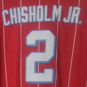 野球ユニフォームMIAMI #2 CHISHOLM JR。売れ筋の野球ユニフォーム-赤