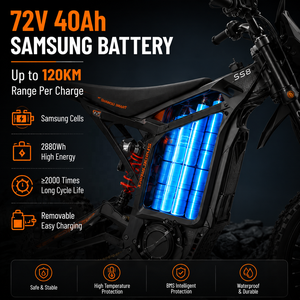 Motocicleta Todoterreno de 72V con Autonomía de 120 km, Motocicleta Eléctrica para Adultos con Alto Torque - Product Image 3