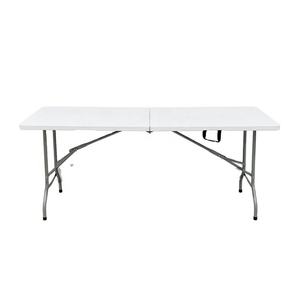 Hongqiao 6FT 1.8m Outdoor Plastic Picnic Camping Wedding Event Foldable <strong>Table</strong> Folding <strong>Table</strong> Powder Coated Finished Steel <strong>Trestle</strong> - Product Image 1