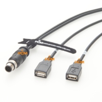 3m M12 A-Code 8 Pin Male to Dual USB 2.0 Female Industrial Extension Cable Waterproof Connector for Sensor Automation Devices