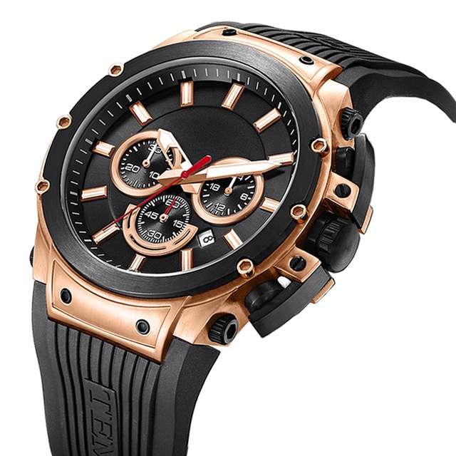 High Quality Custom Logo Luxury Diver Chronograph Stainless Steel Watch Designer 10 Bar Water Resistant Silicone Quartz Watch