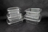 Récipient à salade PET transparent en plastique de 8oz Boîte d'emballage pour charcuterie à charnière RPET